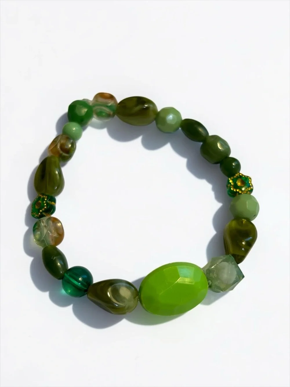 🍭5 for $20🍭 Green Acrylic Multicolor Beaded Stretch Bracelet CC M